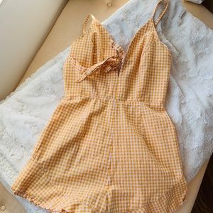 NWOT Princess Polly yellow gingham romper